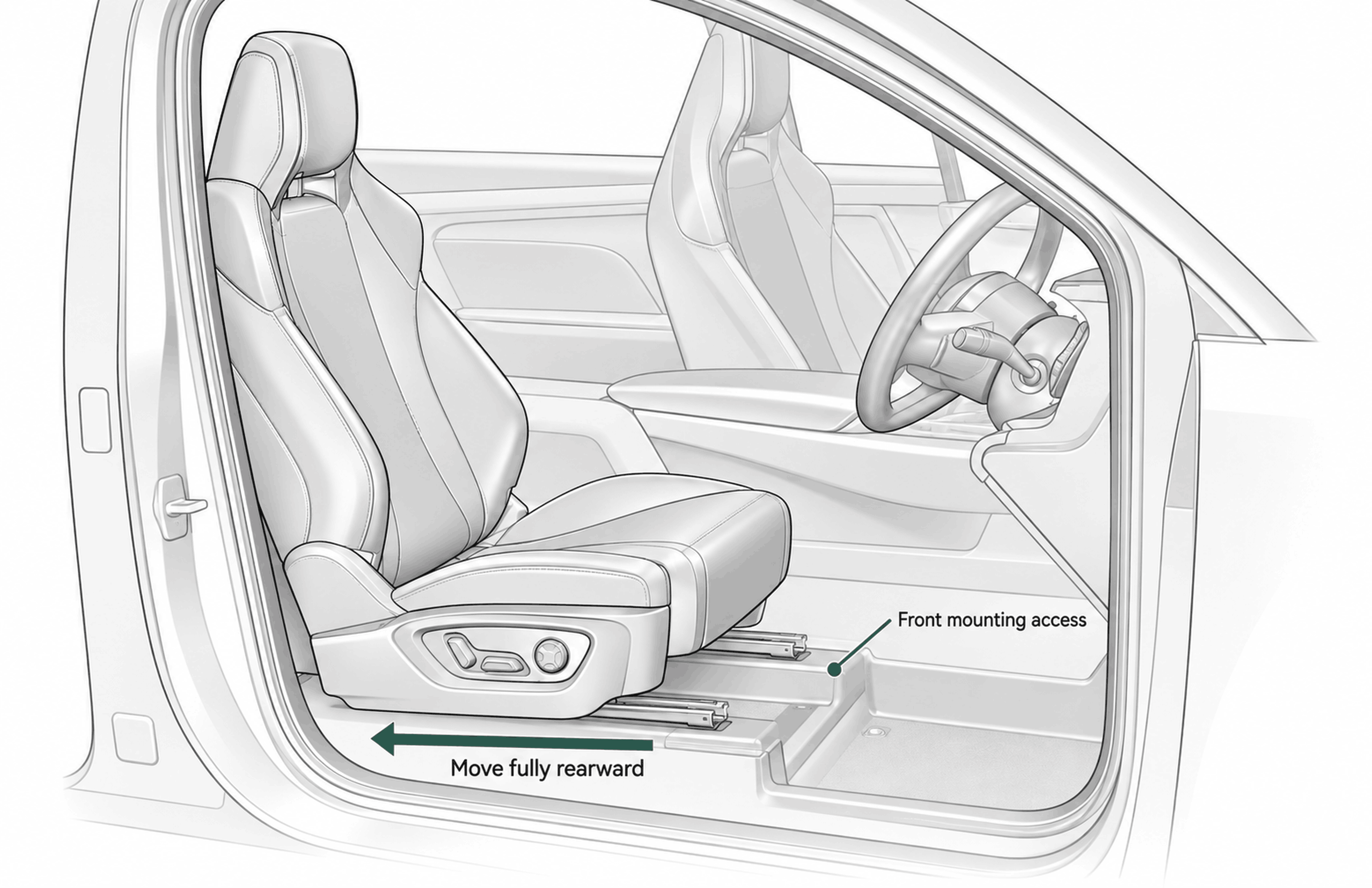Seat position and front mounting access