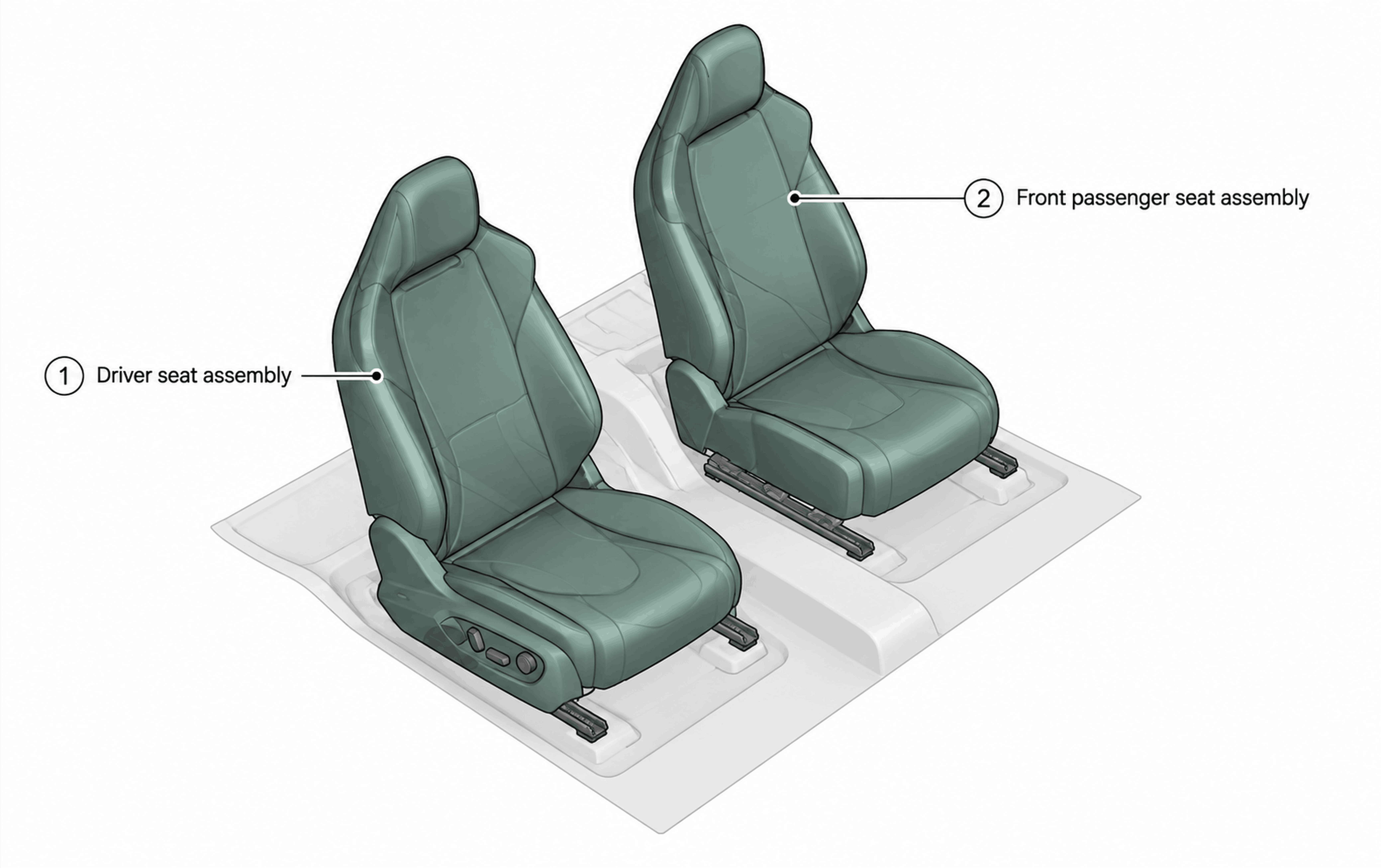 Front seat assemblies · Component location